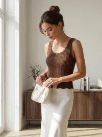 Майка топ вязаная ажурная