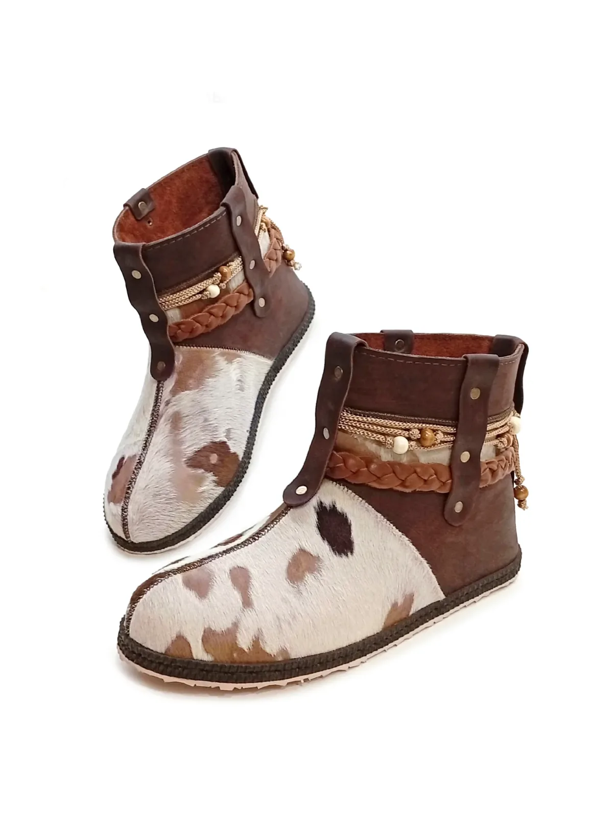 Сапожки с мехом пони "Boho cow style"