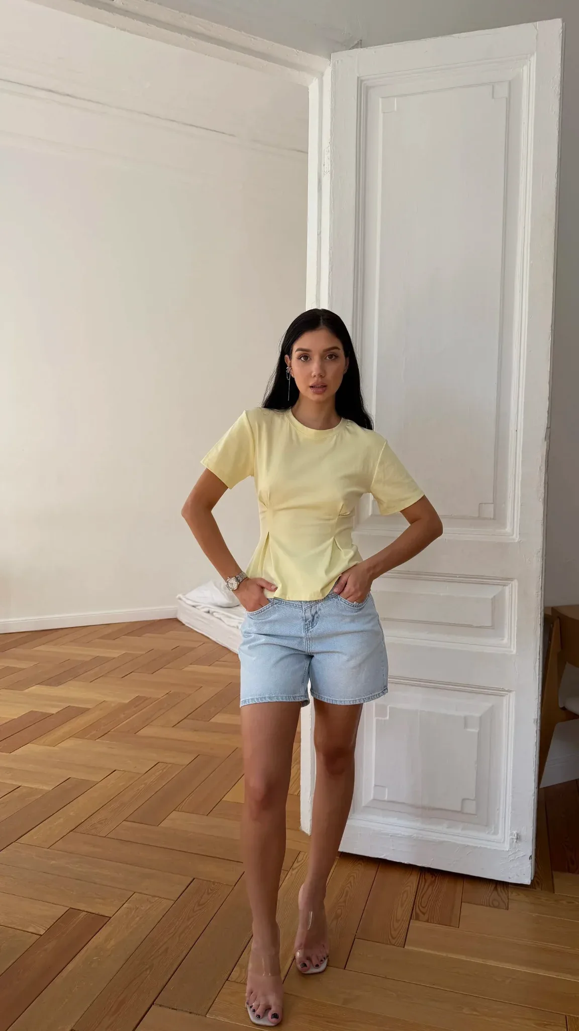 Шорты джинсовые корсетные