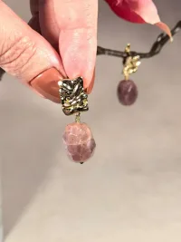Серьги После заката, агат розовый