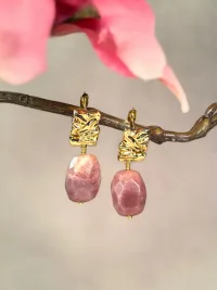 Серьги После заката, агат розовый