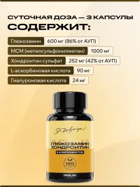 Глюкозамин хондроитин MSM + витамин C IPSUM хондропротектор для суставов и связок, 60 капсул