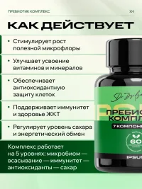 IPSUM Prebiotic Complex пребиотики, клетчатка и нуклеотиды для кишечника, 60 капсул