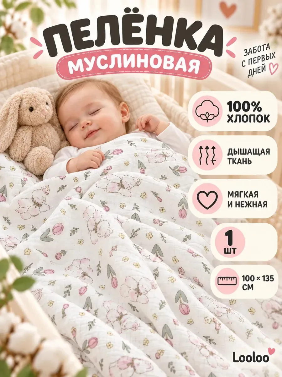 Муслиновые пеленки для новорожденных
