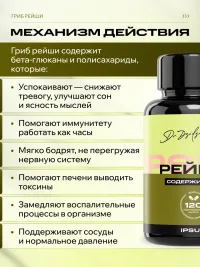 Рейши капсулы IPSUM 2400 мг бета-глюканы для иммунитета и антистресса, 120 капсул