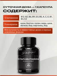 Мультивитамины IPSUM 21 в 1 1 капсула в день, иммунитет и метаболизм, 30 капсул