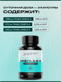 Омега 3-6-9 IPSUM Рыбий жир для здоровья сердца и мозга, для красоты и иммунитета, omega 3 6 9, 60 капсул