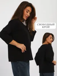 Лонгслив женский базовый, черный