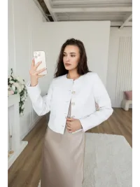 Твидовый пиджак укороченный вечерний
