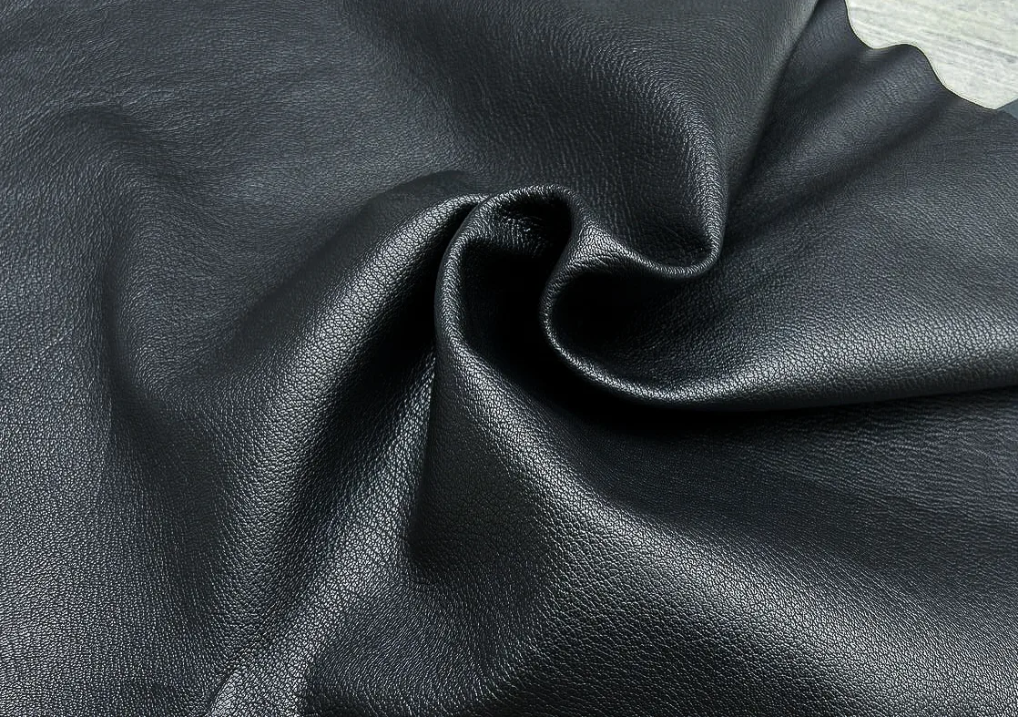 Севен Люкс цв. Черный / Seven Lux Black, толщ. 1,2-1,4 мм, натуральная кожа козы
