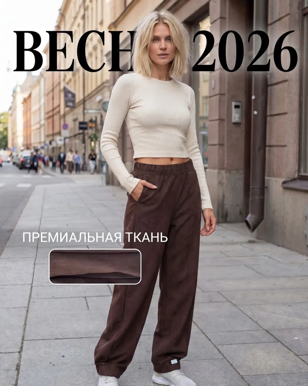 Брюки замшевые на резинке
